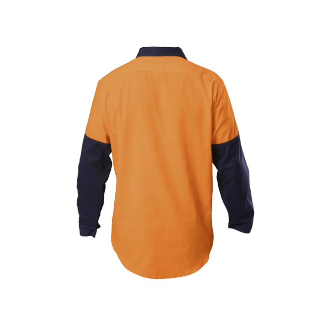 Hard Yakka  Hi-visibility Two Tone Cotton Drill Closed Front Shirt With Gusset Long Sleeve (Y07984)