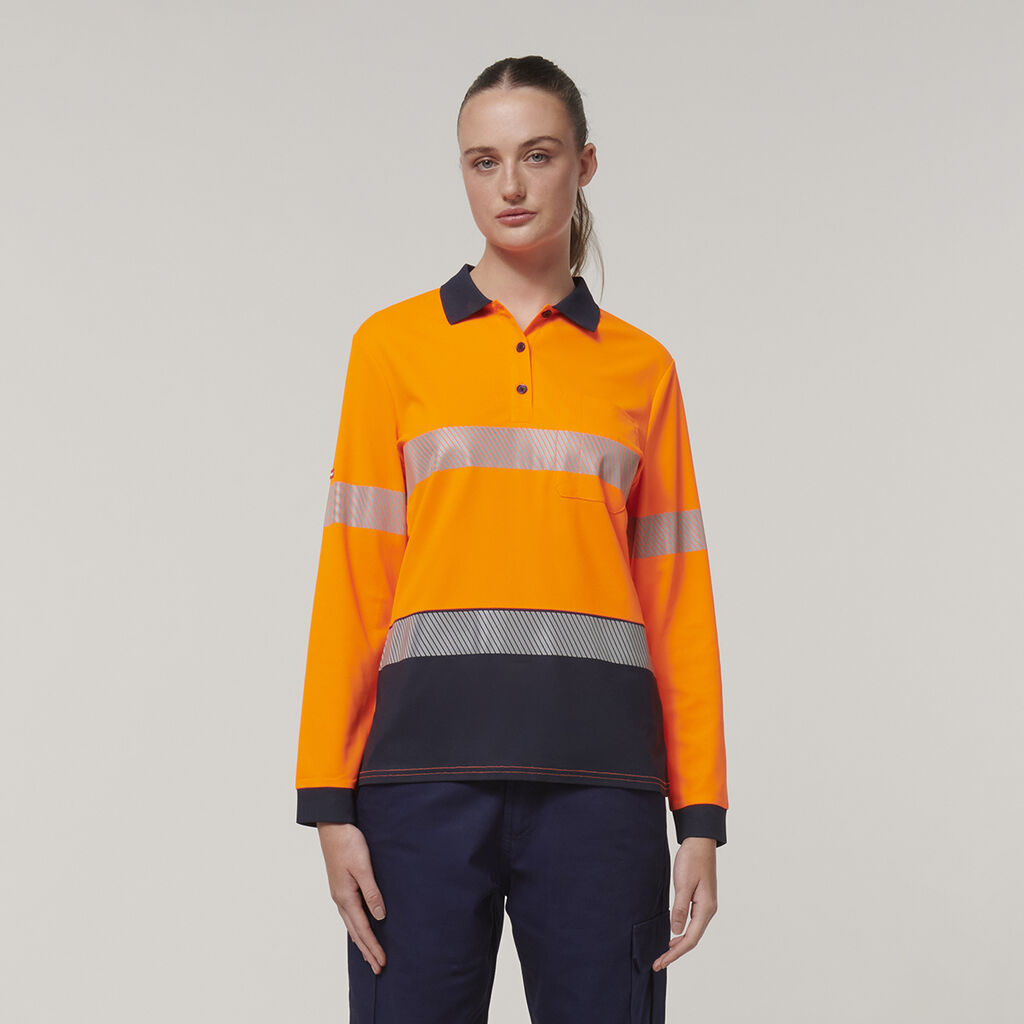 Hard Yakka Women's Long Sleeve Hi Vis Taped Polo (Y08604)