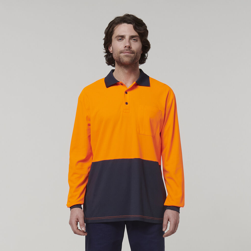 Hard Yakka Men's Long Sleeve Hi Vis Polo (Y19617)