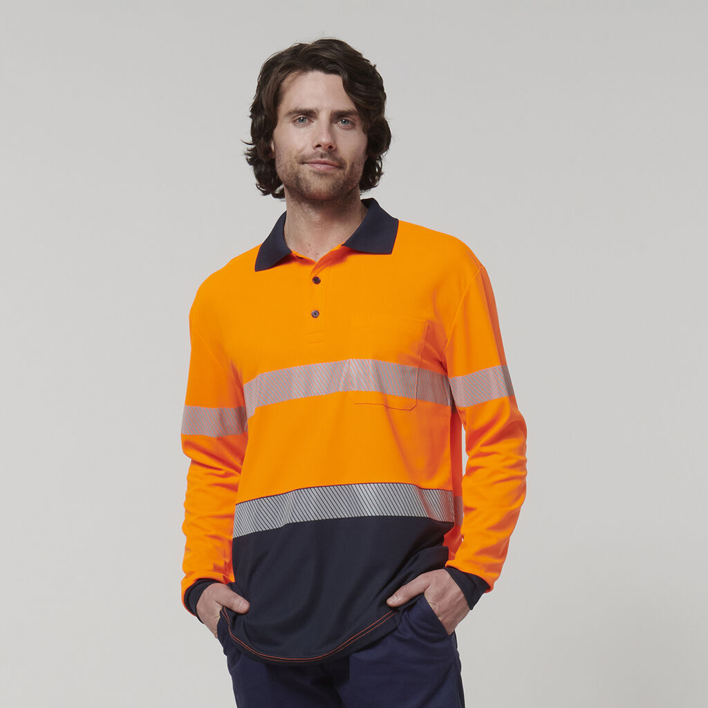 Hard Yakka Men's Long Sleeve Hi Vis Taped Polo (Y19619)