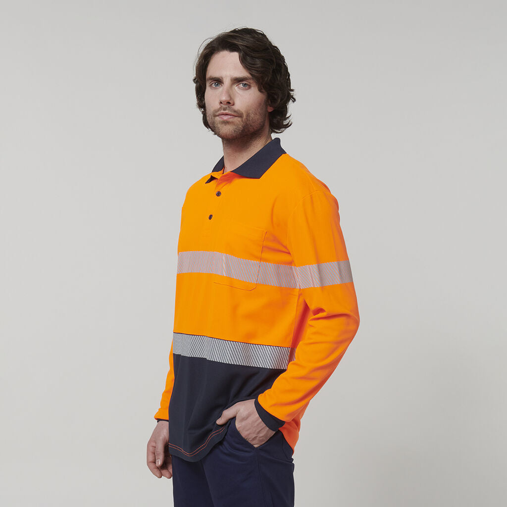 Hard Yakka Men's Long Sleeve Hi Vis Taped Polo (Y19619)