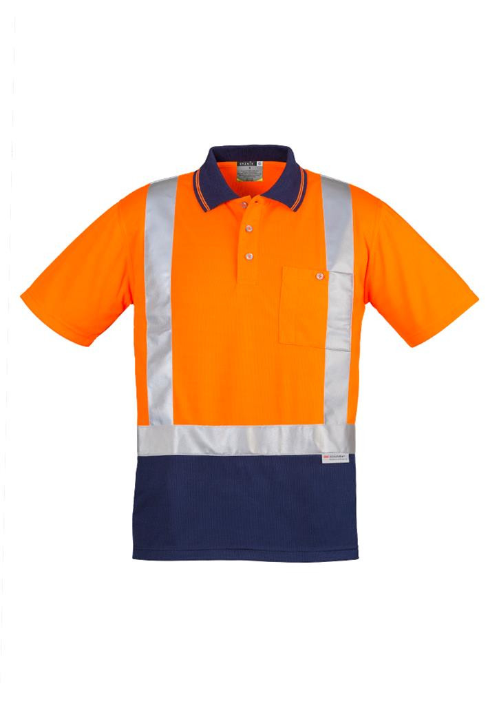 Syzmik Mens Hi Vis Spliced Short Sleeve Polo Shoulder Taped