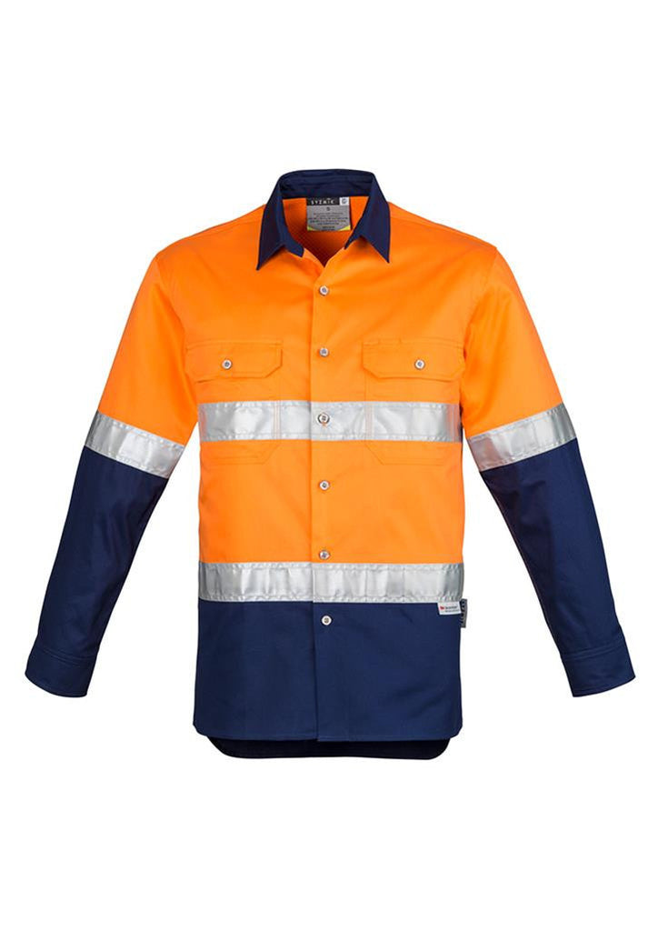 Syzmik Mens Hi Vis Spliced Industrial Shirt - Hoop Taped (ZW123)